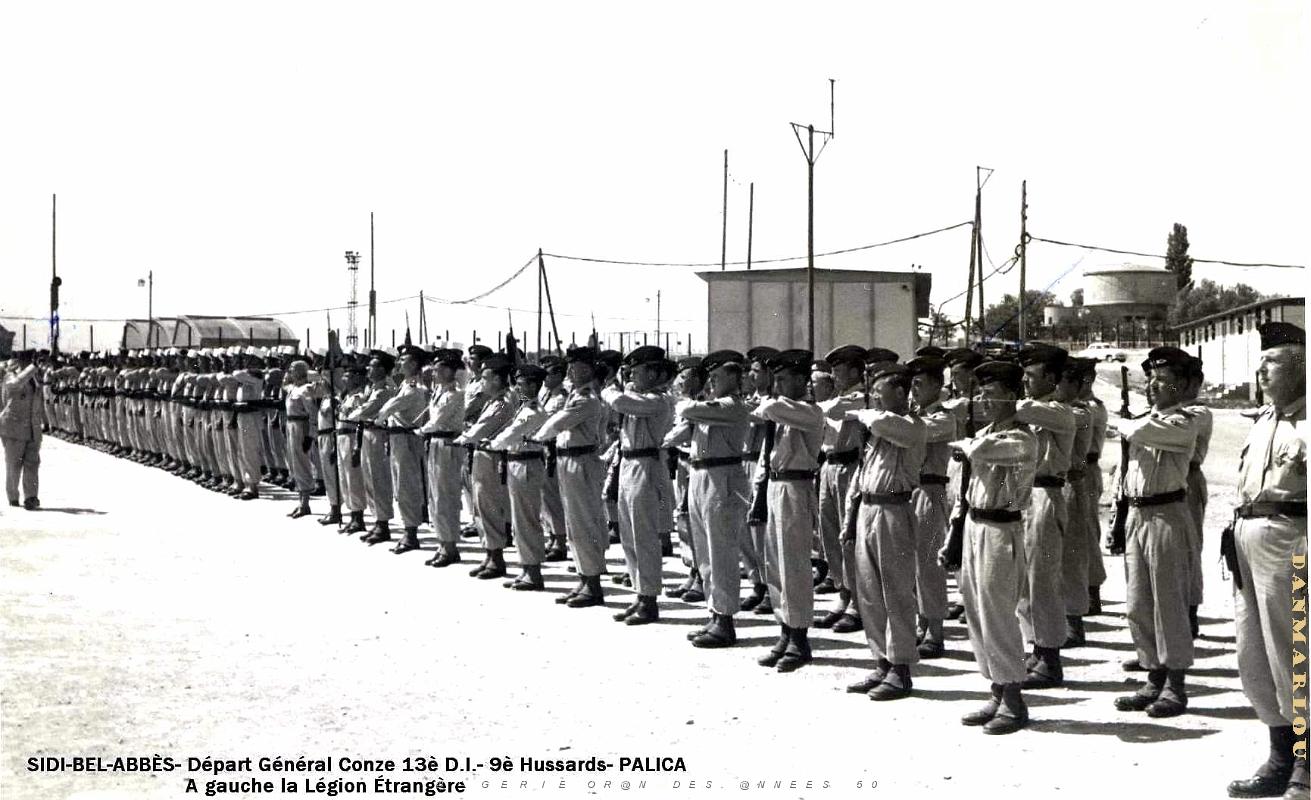 Sidi-Bel-Abbes - 9e Hussards et Legion - General Conze - Depart - 1959.JPG